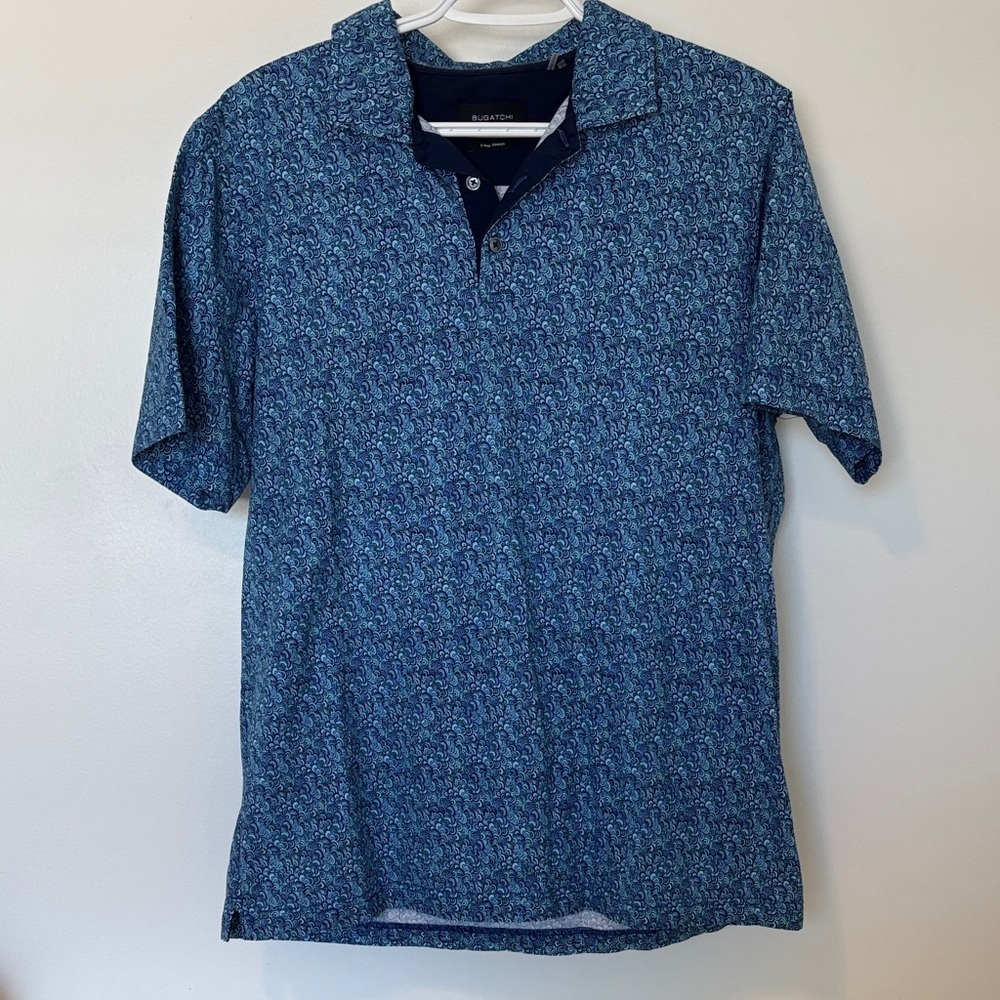 Bugatchi Blue Textured Polo Shirt